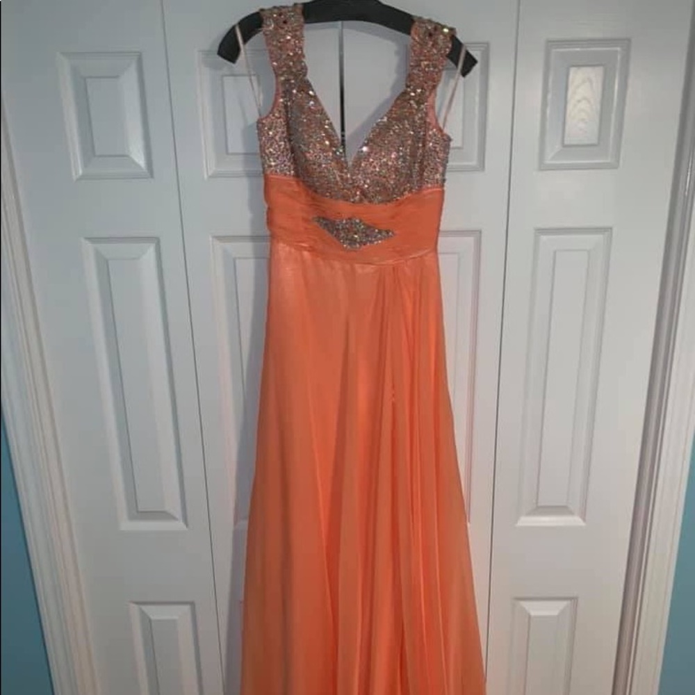 Orange/coral Pageant dress.
